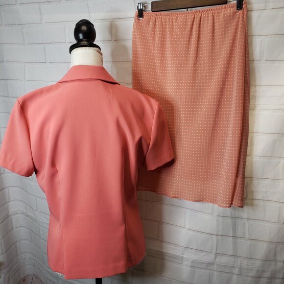 Cute Vintage 90s Y2K Giorgio Fiorelli 2 Piece Pink Blazer with Skirt Set L 12 - Picture 4 of 7